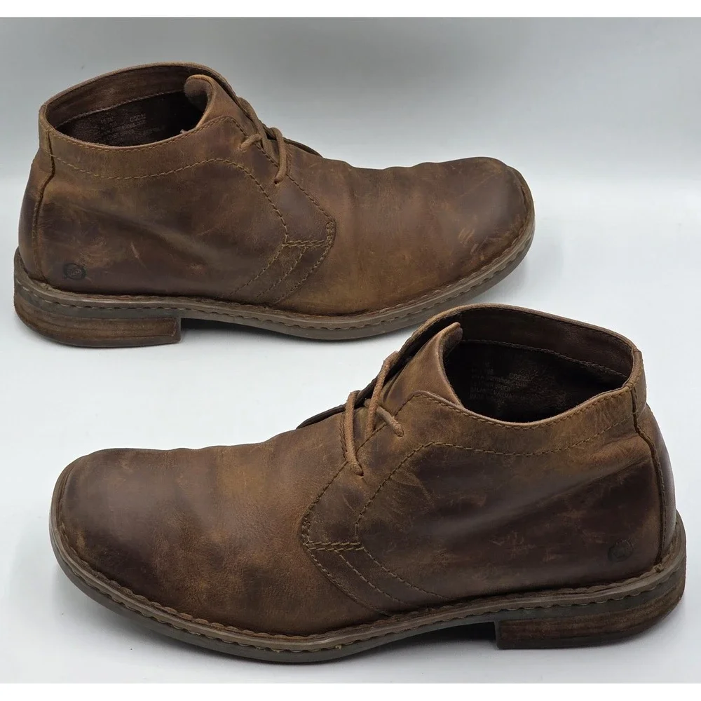 Born Harrison Chukka Boots Men's 10.5M Brown Leather Handcrafted Lace Up Ankle